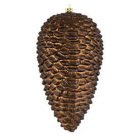 10" Chocolate Matte Glitter Pine Cones 2 Per Box