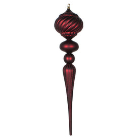 27" Burgundy Matte Glitter Onion Finial Ornament