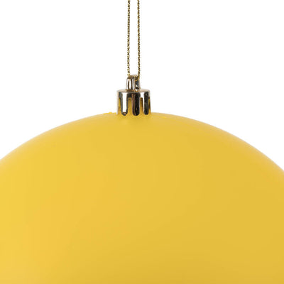 6" Yellow Four-Finish Ball Christmas Ornaments 4 Per Box