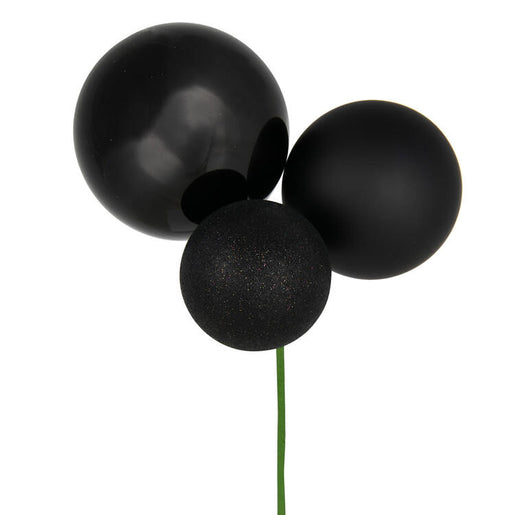 18" Black Ball Ornament Picks 2 Per Bag