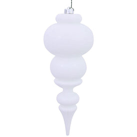 14" White Shiny Finial Ornament