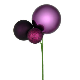 18" Plum Ball Ornament Picks 3 Per Bag