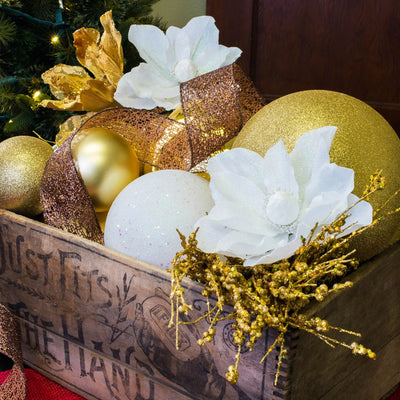 4" Gold Four-Finish Ball Christmas Ornaments 12 Per Box