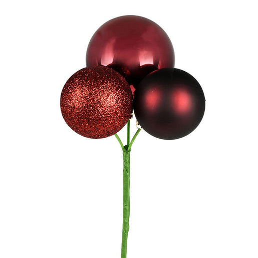 18" Burgundy Ball Ornament Picks 4 Per Bag
