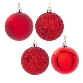 2.75" Red Four-Finish Ball Christmas Ornaments 20 Per Box