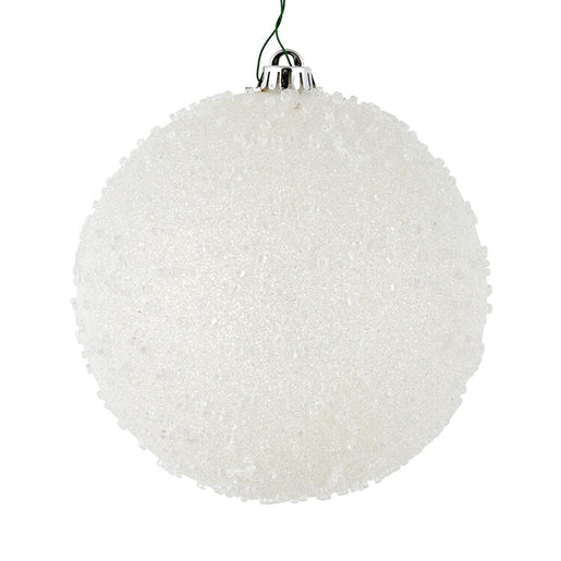 8" White Ice Ball Ornaments 2 Per Bag