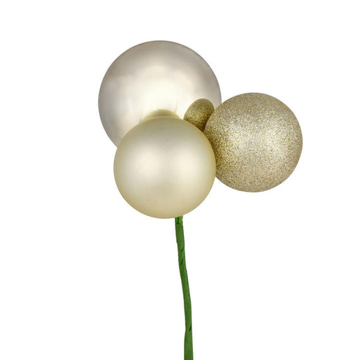 18" Champagne Ball Ornament Picks 4 Per Bag