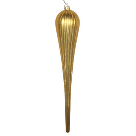 15.75" Gold Matte Glitter Drop Ornaments 2 Per Bag