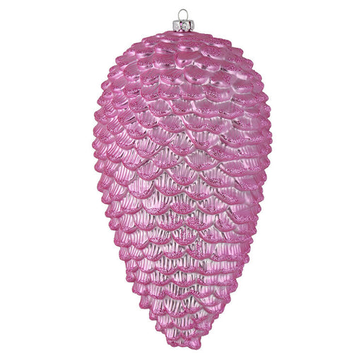 10" Pink Matte Glitter Pine Cones 2 Per Box