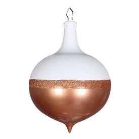 12" Rose Gold Candy/White Glitter Drop Ornament