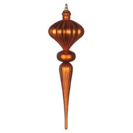 21" Copper Matte Glitter Finial Ornament