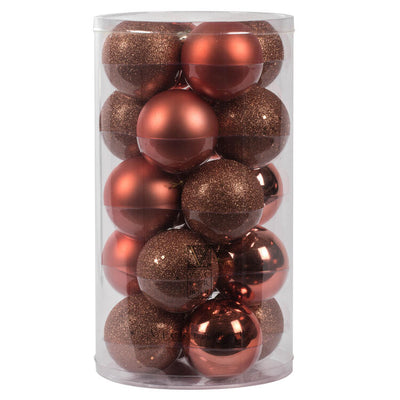 2.75" Coral Four-Finish Ball Christmas Ornaments 20 Per Box