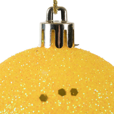 2.4" Yellow Four-Finish Ball Christmas Ornaments 24 Per Box