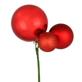 18" Red Ball Ornament Picks 3 Per Bag