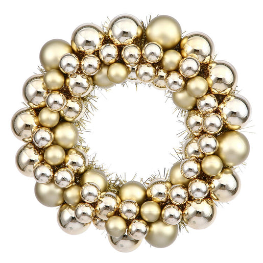 12" Gold Shiny/Matte Ball Wreath