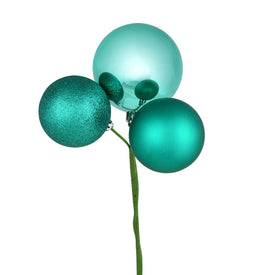 18" Teal Ball Ornament Picks 4 Per Bag