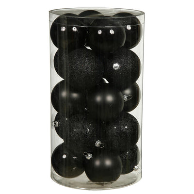 2.4" Black Four-Finish Ball Christmas Ornaments 24 Per Box