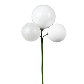 18" White Ball Ornament Picks 4 Per Bag