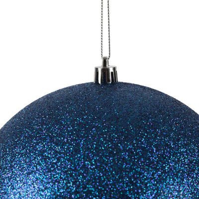 6" Midnight Blue Four-Finish Ball Christmas Ornaments 4 Per Box