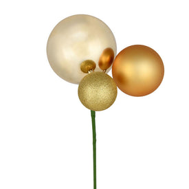 18" Gold Ball Ornament Picks 3 Per Bag