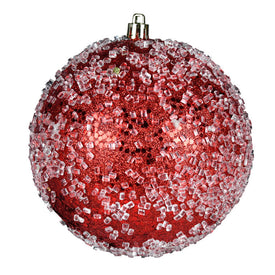 Vickerman 6" Red Glitter Hail Ball Ornament, 4 per Bag