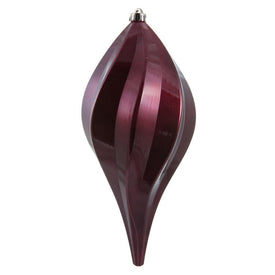 8" Burgundy Candy Swirl Drop Christmas Ornaments 3 Per Bag