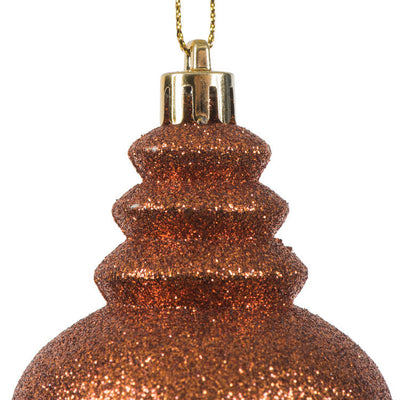 7" Copper Four-Finish Finial Christmas Ornaments 8 Per Box