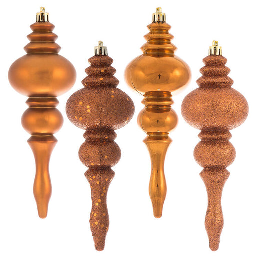 7" Copper Four-Finish Finial Christmas Ornaments 8 Per Box