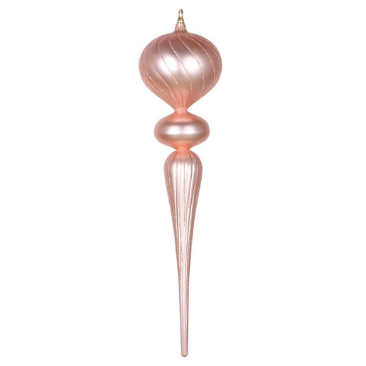 25" Rose Gold Matte Glitter Finial Ornament