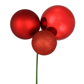 18" Red Ball Ornament Picks 2 Per Bag