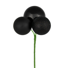 18" Black Ball Ornament Picks 4 Per Bag