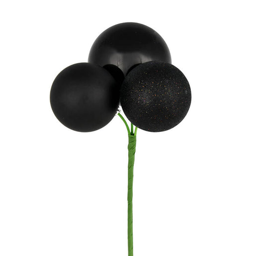 18" Black Ball Ornament Picks 4 Per Bag