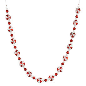 Vickerman 6' Red-White Candy Christmas Garland