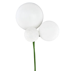 18" White Ball Ornament Picks 3 Per Bag