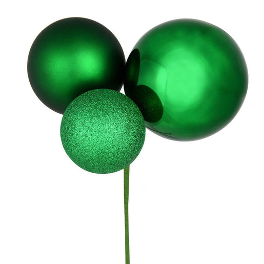 18" Green Ball Ornament Picks 2 Per Bag