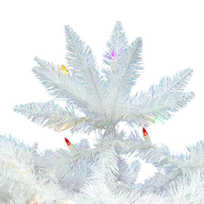 7.5' Sparkle White Spruce Pencil Artificial Christmas Tree with 300 Multi-Colored LED Lights