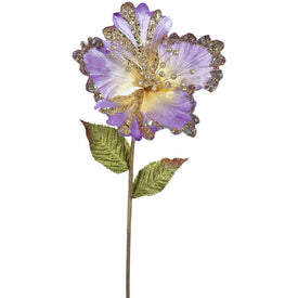 23" Violet Hibiscus Artificial Christmas Picks 3 Per Bag