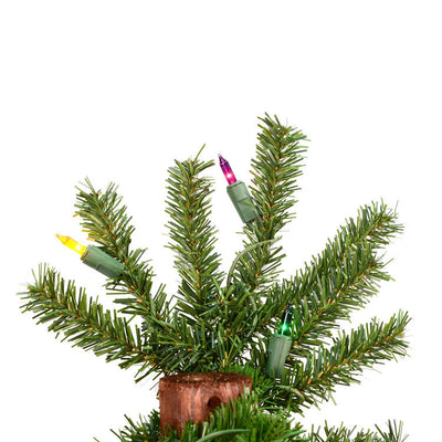 4' x 25.5" Pre-Lit Natural Alpine Artificial Christmas Tree with Multi-Colored Incandescent Lights