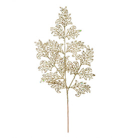 22" Champagne Glitter Lace Holly Leaf Spray