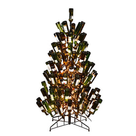 6.5' x 46" Black Wine Bottle Tree Frame with 600 Clear Dura-Lit Lights for 121 Bottles
