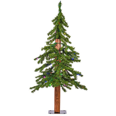 3' x 21" Pre-Lit Natural Alpine Artificial Christmas Tree with Warm White LED Lights