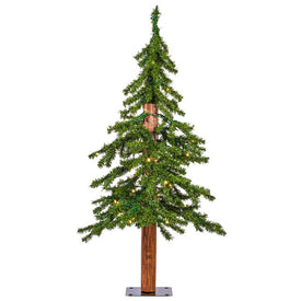 3' x 21" Pre-Lit Natural Alpine Artificial Christmas Tree with Warm White LED Lights