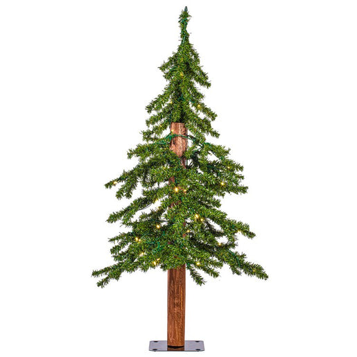 3' x 21" Pre-Lit Natural Alpine Artificial Christmas Tree with Warm White LED Lights