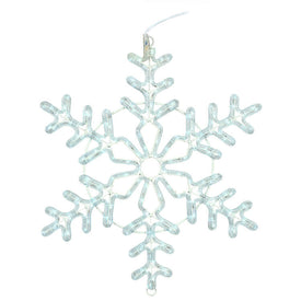 24" Pure White LED Forked Twinkling Rope Light Snowflake Wall Decoration