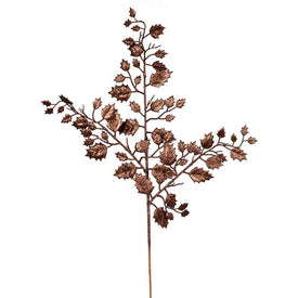 27" Chocolate Glitter Holly Leaf Sprays 12 Per Box