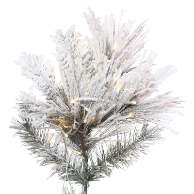 6.5' x 42" Pre-Lit Flocked Atka Pine Slim Artificial Christmas Tree with Warm White Wide-Angle LED Lights