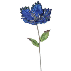 23" Blue Hibiscus Artificial Christmas Picks 3 Per Bag