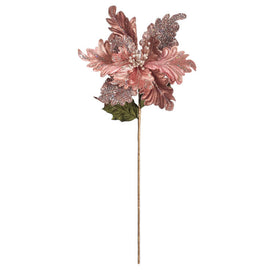 20" Rose Gold Glitter Poinsettia Artificial Christmas Picks 3 Per Bag