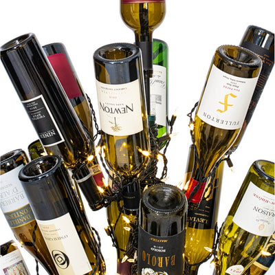 4' x 30" Pre-Lit Black Wine Bottle Tree Frame with 200 Clear Dura-Lit Lights for 37 Bottles