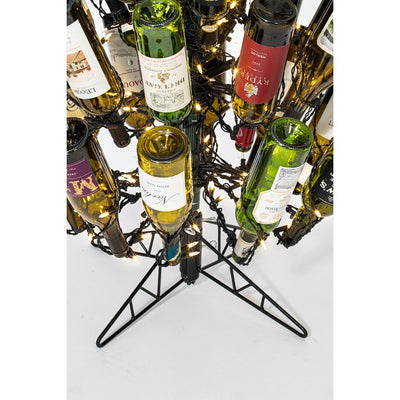 4' x 30" Pre-Lit Black Wine Bottle Tree Frame with 200 Clear Dura-Lit Lights for 37 Bottles